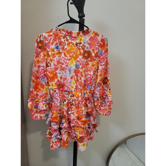 Cake For Dinner Floral Mini Dress Ruffle Long Sleeve XS - Picture 4 of 5